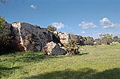 Selinunte Cave di Cusa. The quarry utilized for temple columns, today it is still possible to observe blocks and drums at different stages of preparation. 